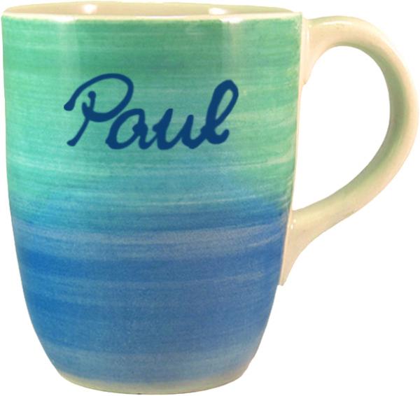 Cappuccino mit Schrift (1 Zeile) im Dekor Aqua
