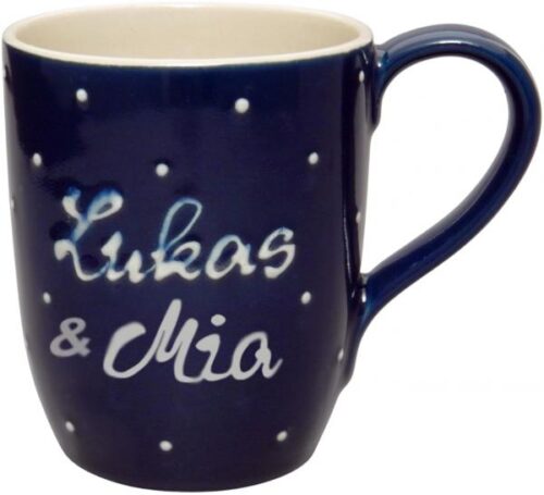 Cappuccino mit Schrift (2 Zeilen), handgemalte Keramik