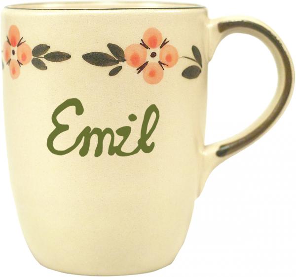 Cappuccino mit Schrift (1 Zeile) im Dekor Wilde Rose