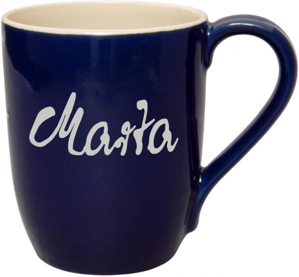 Cappuccino mit Schrift (1 Zeile) im Dekor Glänzend Blau