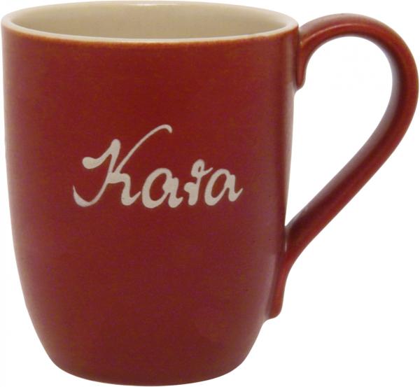 Cappuccino mit Schrift (1 Zeile) im Dekor Matt Bordeaux