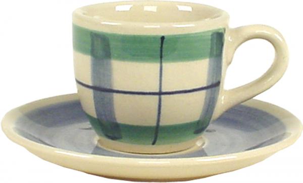 Espresso komplett im Dekor Karo Grün-Blau