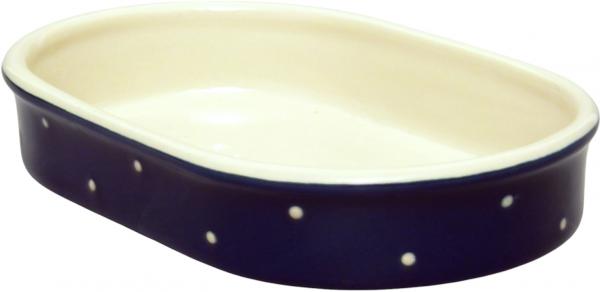 Fischbüchse oval, handgemalte Keramik