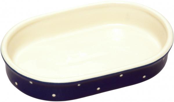 Fischbüchse oval, handgemalte Keramik