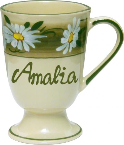 Fußtasse mit Schrift im Dekor Margueritenblume