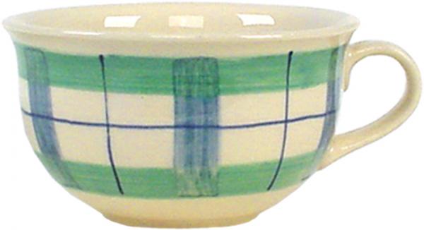 Kaffeeobertassen im Dekor Karo Grün-Blau