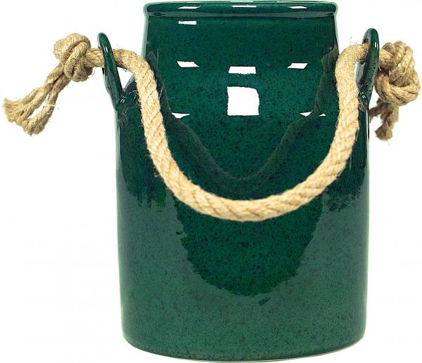 Milchkannen H 18 cm im Dekor Grün Sprenkel