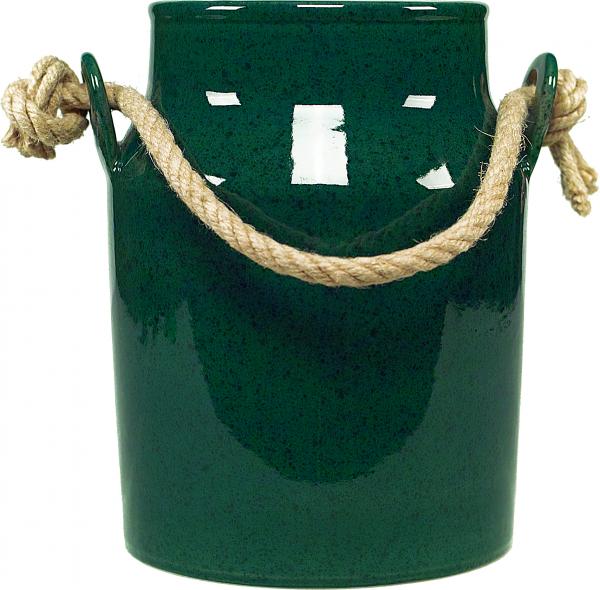 Milchkannen H 23 cm im Dekor Grün Sprenkel