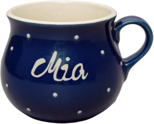 Mollytasse klein 0,25 mit Schrift (1 Zeile) im Dekor Blau 1 Punkt