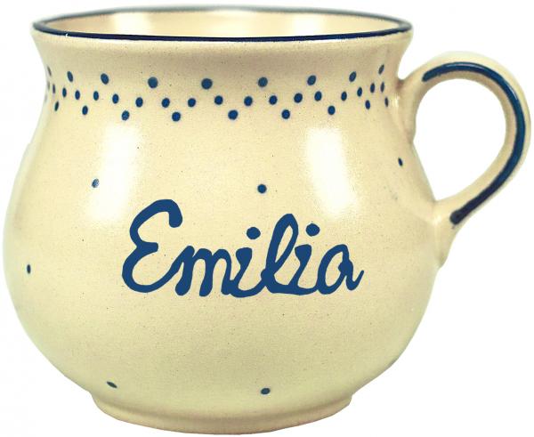 Mollytasse klein 0,25 mit Schrift (1 Zeile) im Dekor Matt Hell 1 Punkt