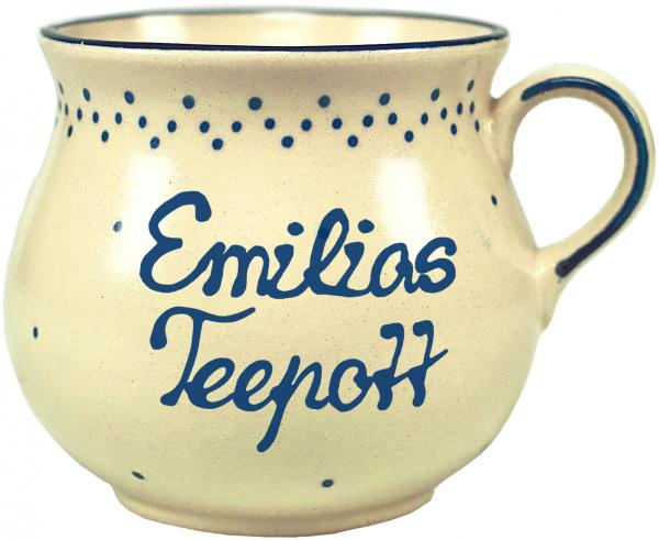 Mollytasse groß 0,4 mit Schrift (2 Zeilen) im Dekor Matt Hell 1 Punkt
