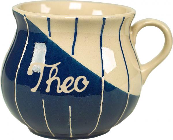 Mollytasse mit Schrift im Dekor Diagonale