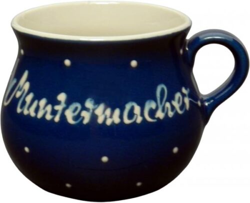 Mollytasse mit Schrift, handgemalte Keramik