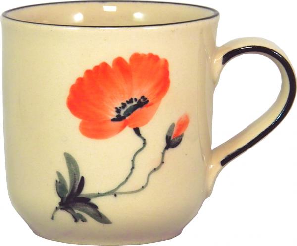 Namensbecher mit Schrift (1 Zeile) im Dekor Mohn
