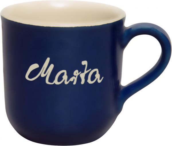 Namensbecher mit Schrift (1 Zeile) im Dekor Matt Blau