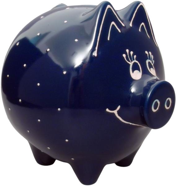 Sparschwein groß mit Schrift (1 Zeile), handgemalte Keramik