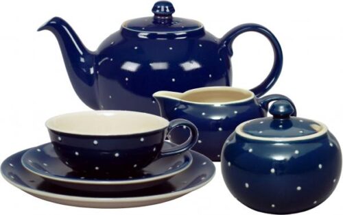 Teeservice 15-teilig im Dekor Blau 1 Punkt