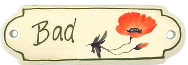 Türschild im Dekor Mohn