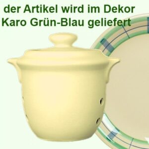 Küchenkeramik im Dekor Karo Grün-Blau