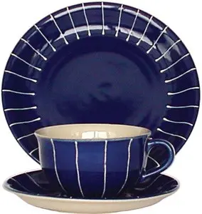 Keramik im Dekor Nadelstreifen Blau